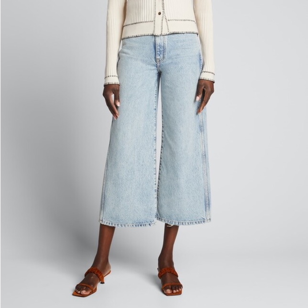 KHAITE Ella cropped high-rise wide-leg jeans